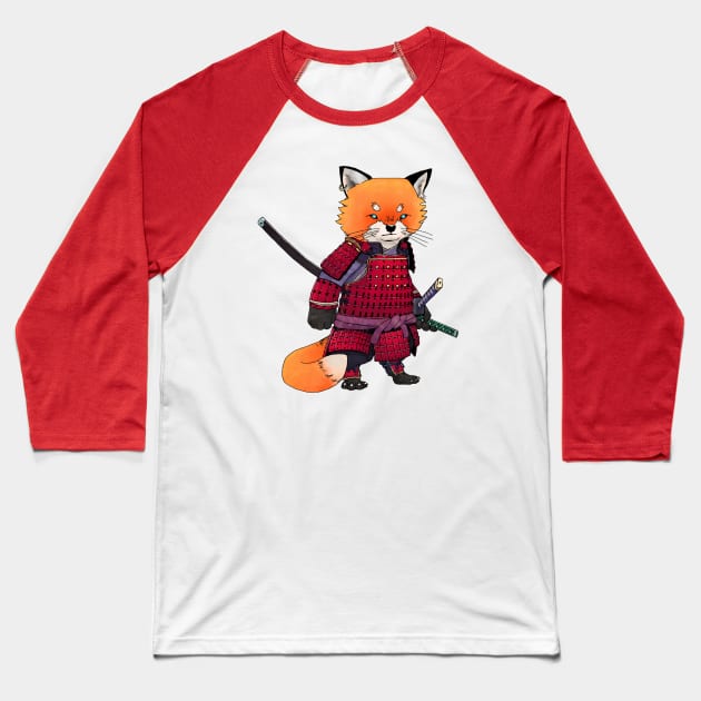 Red Samurai Baseball T-Shirt by trmrddr